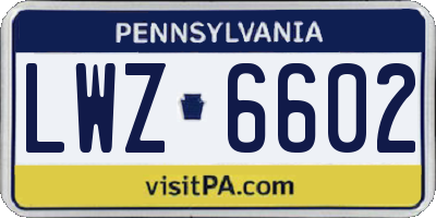 PA license plate LWZ6602