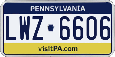 PA license plate LWZ6606