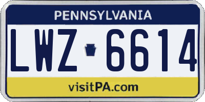 PA license plate LWZ6614