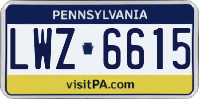 PA license plate LWZ6615