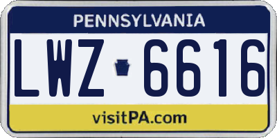 PA license plate LWZ6616