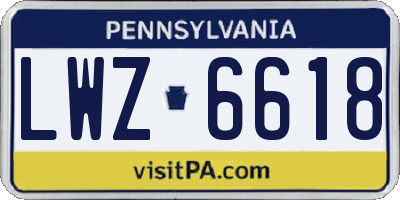 PA license plate LWZ6618