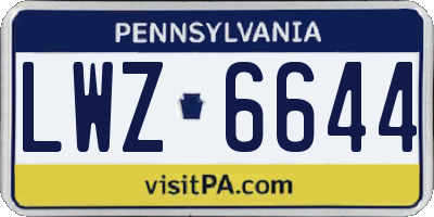 PA license plate LWZ6644