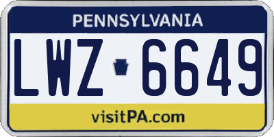 PA license plate LWZ6649