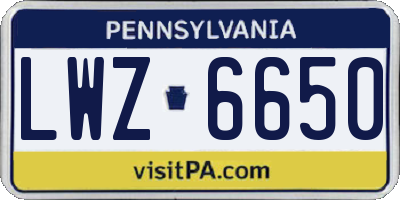 PA license plate LWZ6650