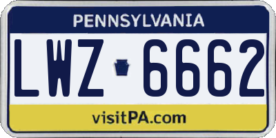 PA license plate LWZ6662