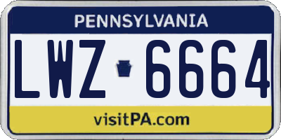 PA license plate LWZ6664