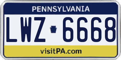 PA license plate LWZ6668