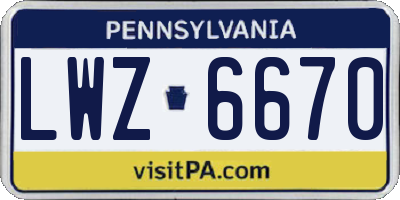 PA license plate LWZ6670