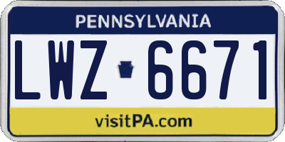 PA license plate LWZ6671