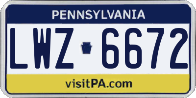 PA license plate LWZ6672