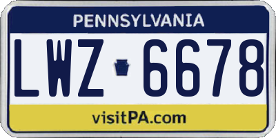 PA license plate LWZ6678