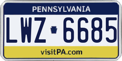 PA license plate LWZ6685