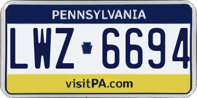 PA license plate LWZ6694