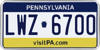 PA license plate LWZ6700