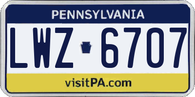 PA license plate LWZ6707
