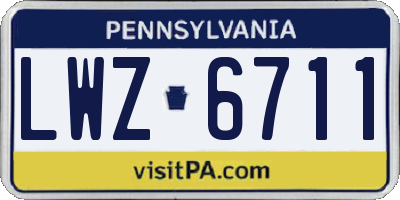 PA license plate LWZ6711