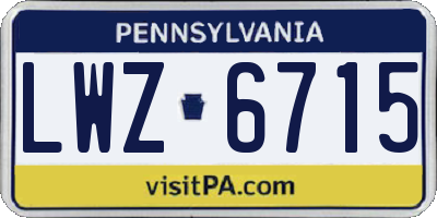 PA license plate LWZ6715