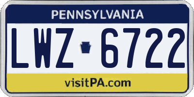 PA license plate LWZ6722