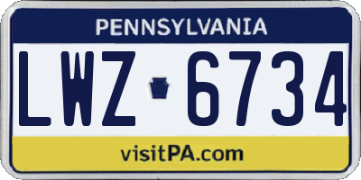 PA license plate LWZ6734