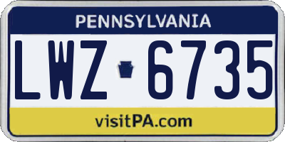 PA license plate LWZ6735