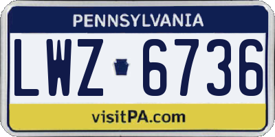 PA license plate LWZ6736