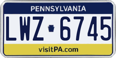 PA license plate LWZ6745