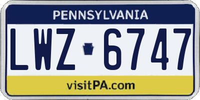 PA license plate LWZ6747
