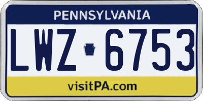 PA license plate LWZ6753