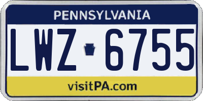 PA license plate LWZ6755