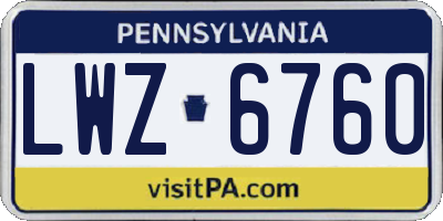 PA license plate LWZ6760