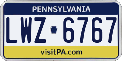 PA license plate LWZ6767