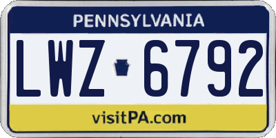 PA license plate LWZ6792