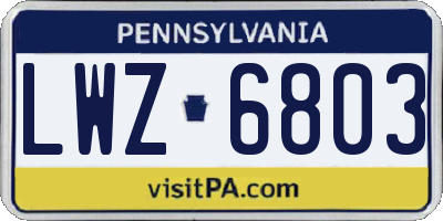 PA license plate LWZ6803
