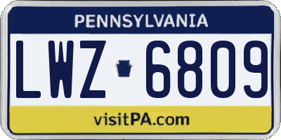 PA license plate LWZ6809