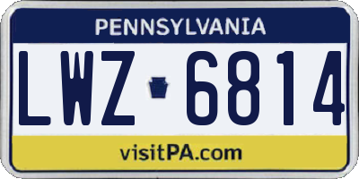 PA license plate LWZ6814