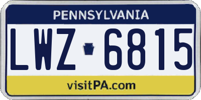 PA license plate LWZ6815