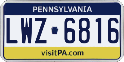 PA license plate LWZ6816