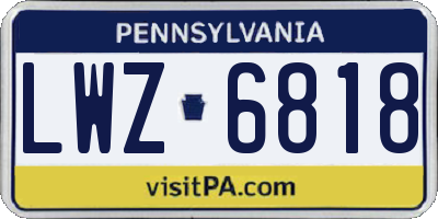 PA license plate LWZ6818