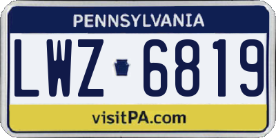 PA license plate LWZ6819
