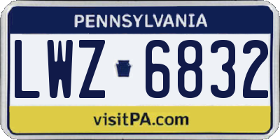 PA license plate LWZ6832