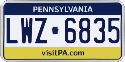 PA license plate LWZ6835