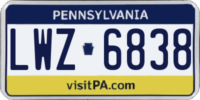 PA license plate LWZ6838