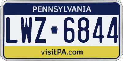 PA license plate LWZ6844