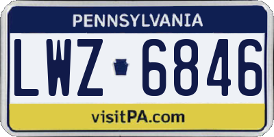 PA license plate LWZ6846