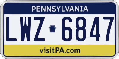 PA license plate LWZ6847