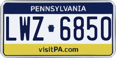PA license plate LWZ6850