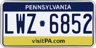 PA license plate LWZ6852