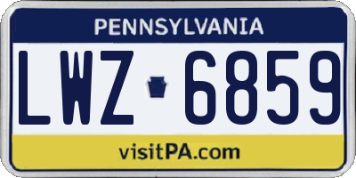 PA license plate LWZ6859