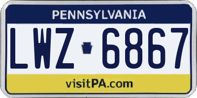 PA license plate LWZ6867